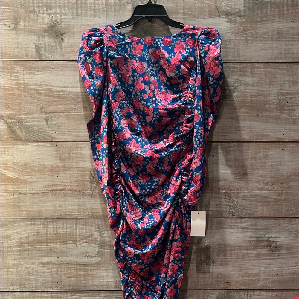 NWT For Love And Lemons Annie midid Floral Long Sleeve Dress in cobalt Blue XS/S - Picture 8 of 15